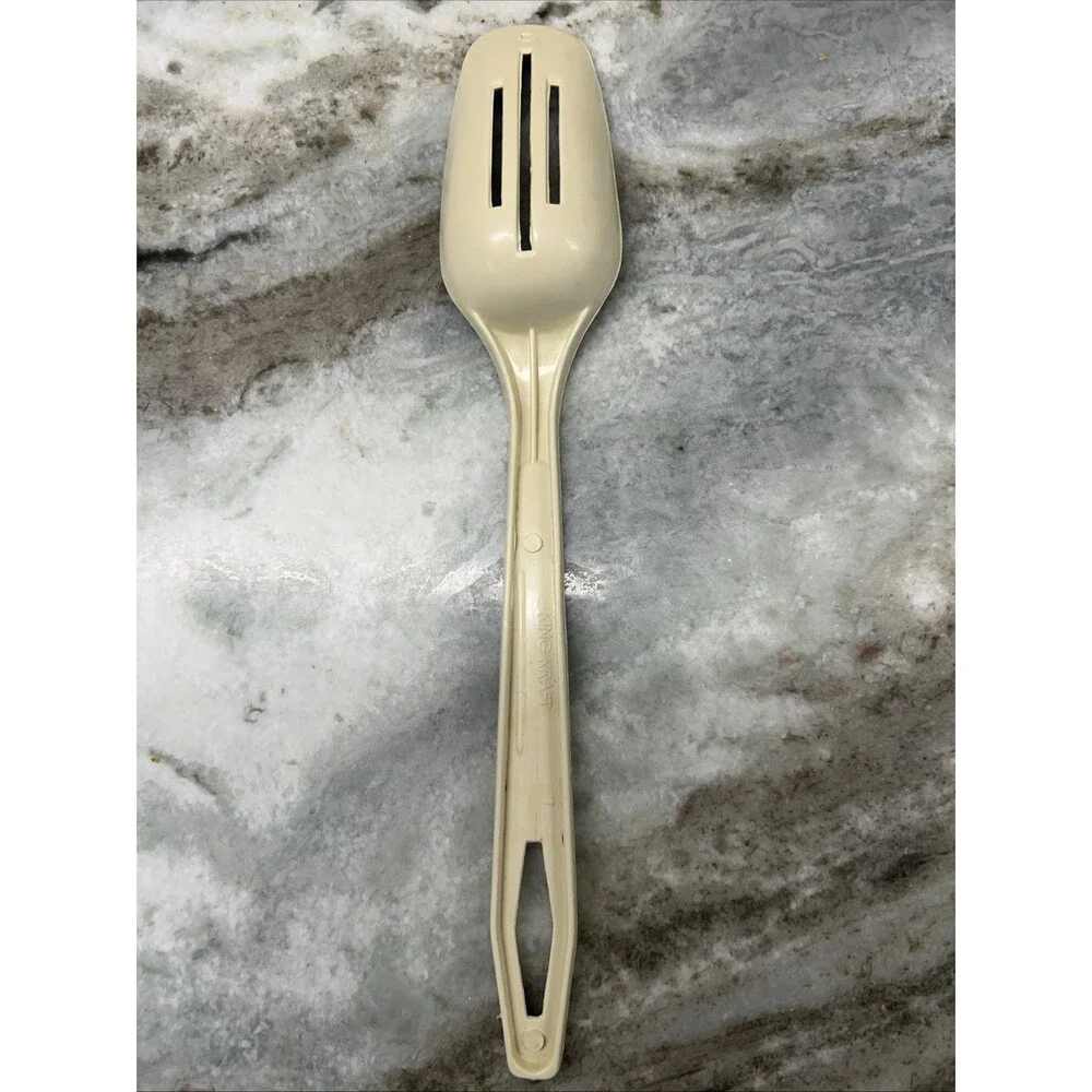 Vintage Beige King Kraft Slotted Serving Spoon Great Cond